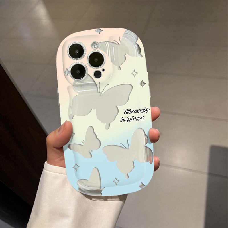 IPHONE Butterfly Casing Ponsel Transparan Kompatibel Untuk Iphone14 13 12 11 Pro Max7 +8 Plus XS X XR Casing Silikon Shockproof Cover Cell Precticer