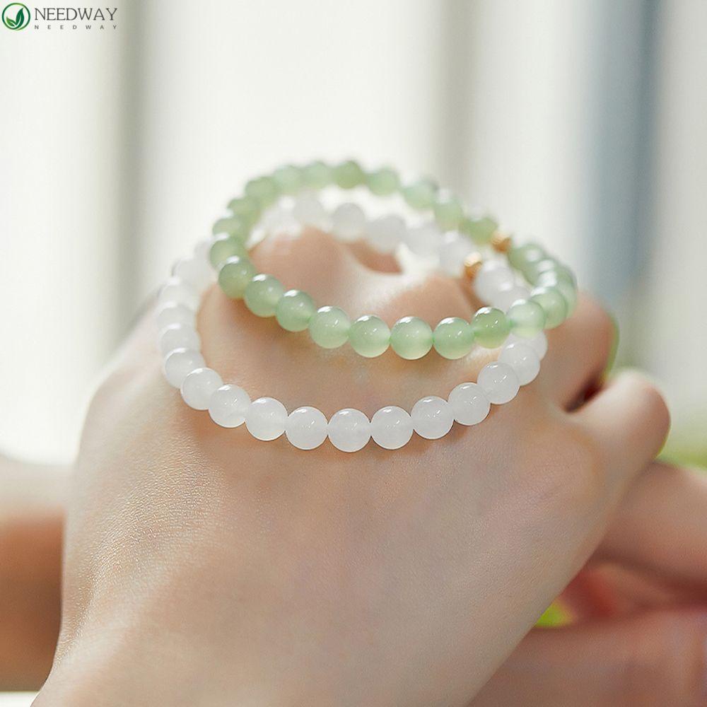 Needway Wanita Gelang Cina Retro Elegan Untuk Perempuan Tangan Jewerly Gaya Kuno Imitasi Hetian Jade Bracelets