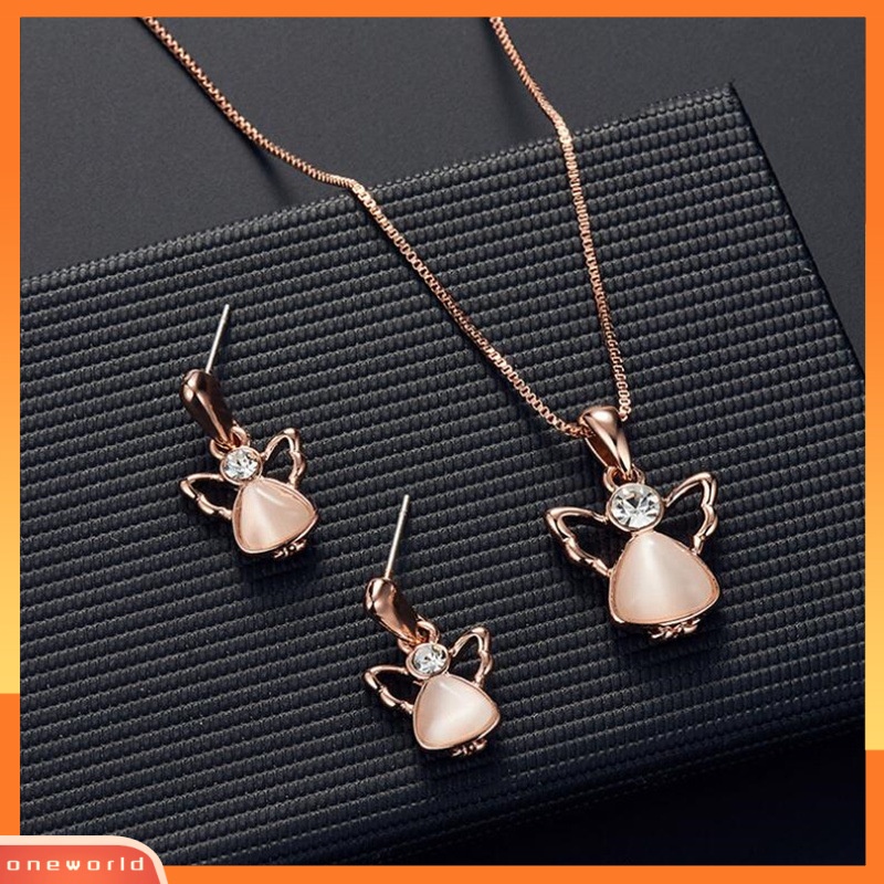 [ONR] Sayap Malaikat Set Perhiasan Kalung Anting Dua Potong Set Baru
