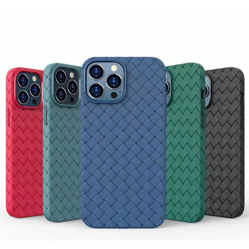 IPHONE Casing Ponsel Grid Mesh Bernapas Padat Untuk IPhone14 13 Pro Max14 Plus Menenun Kotak-Kotak Lembut Tpu Silikon Penutup Belakang Untuk IPhone14 iPhone13 series