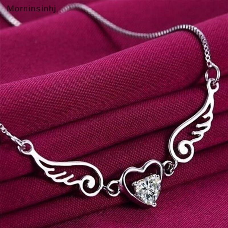 Mornin Kalung Perak Dream Angels Wings of Love Heart Necklace Hadiah Ulang Tahun Perempuan id