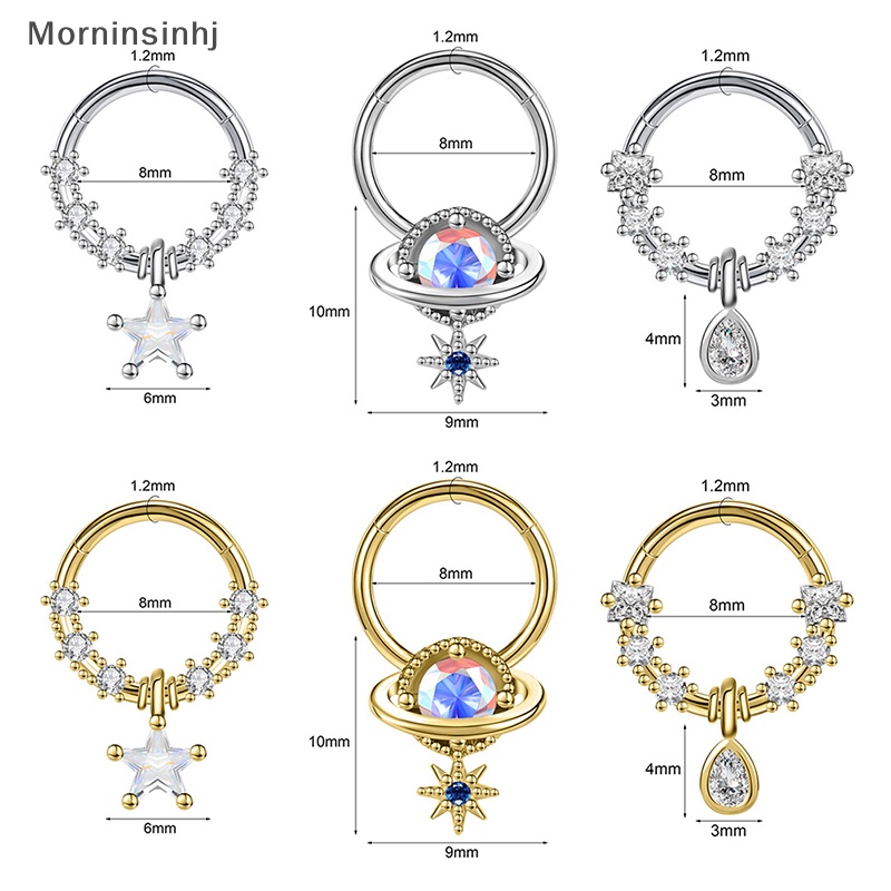 Mornin Stainless Steel Bintang Bulan Septum Hidung Clicker Septum Rings Menjuntai Hidung Hoops Anting Bulan Helix Anting Hidung Cincin Perhiasan Tubuh Seksi id