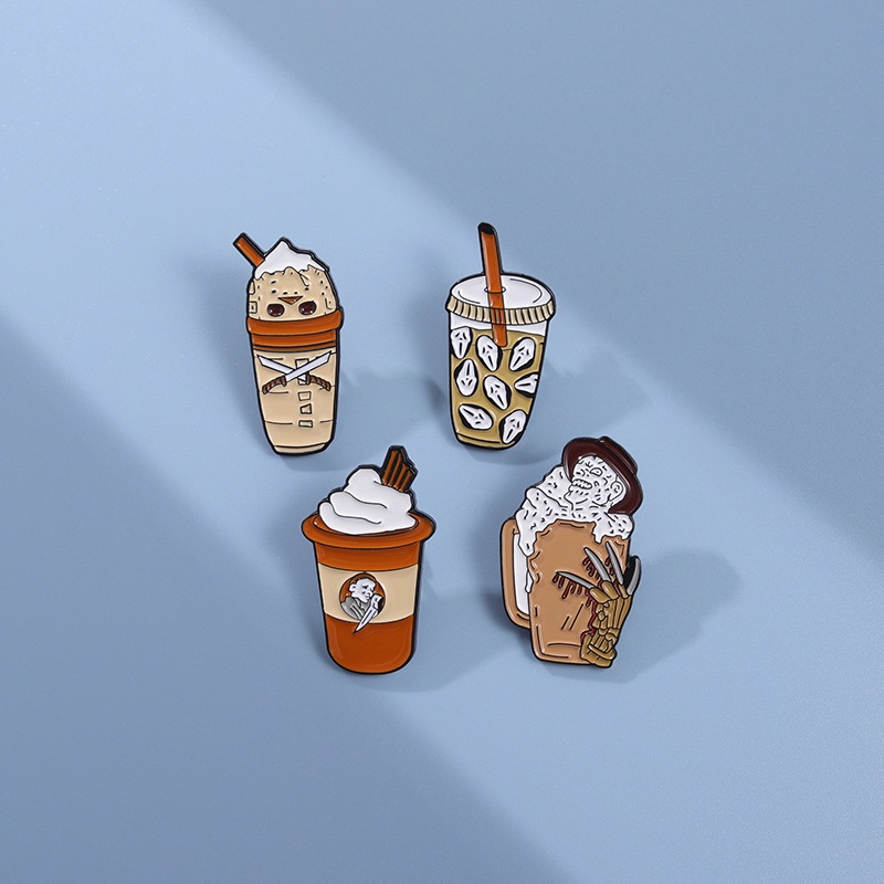 Halloween Tengkorak Enamel Bros Cangkir Kopi Teh Susu Cangkir Kerah Pin Ransel Lencana Hadiah Untuk Teman