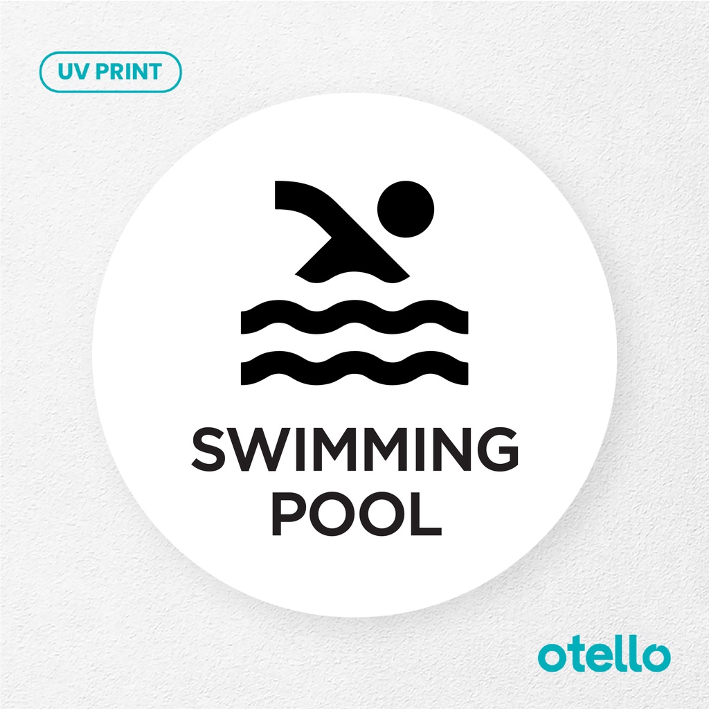 Swimming Pool Signage Board Akrilik Tempel Dinding Papan Acrylic Sign Board Signage Tempel Dinding Tulisan Label Tanda Petunjuk Rambu Aklirik UV Print