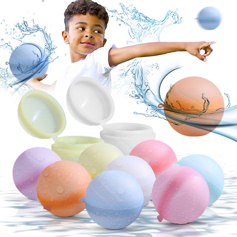 Bola Bom Air Bentuk Bola Silikon Warna Permen Lucu Untuk Anak Dewasa/ Reusable Stress Relief Water Balloon Pool Beach Toys