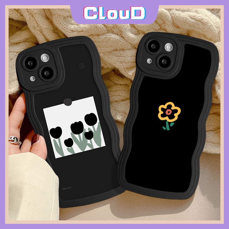 Case Untuk Infinix Smart4 5 6 Plus Hot12 9 11 10 Play 10 Pro Note12 G96 Hot20 10 9 11s 10s 12i 20s 10Lite 12 8 Pro Simple Vintage Bunga Stik Figure Tulip Wavy Edge Soft Sarung