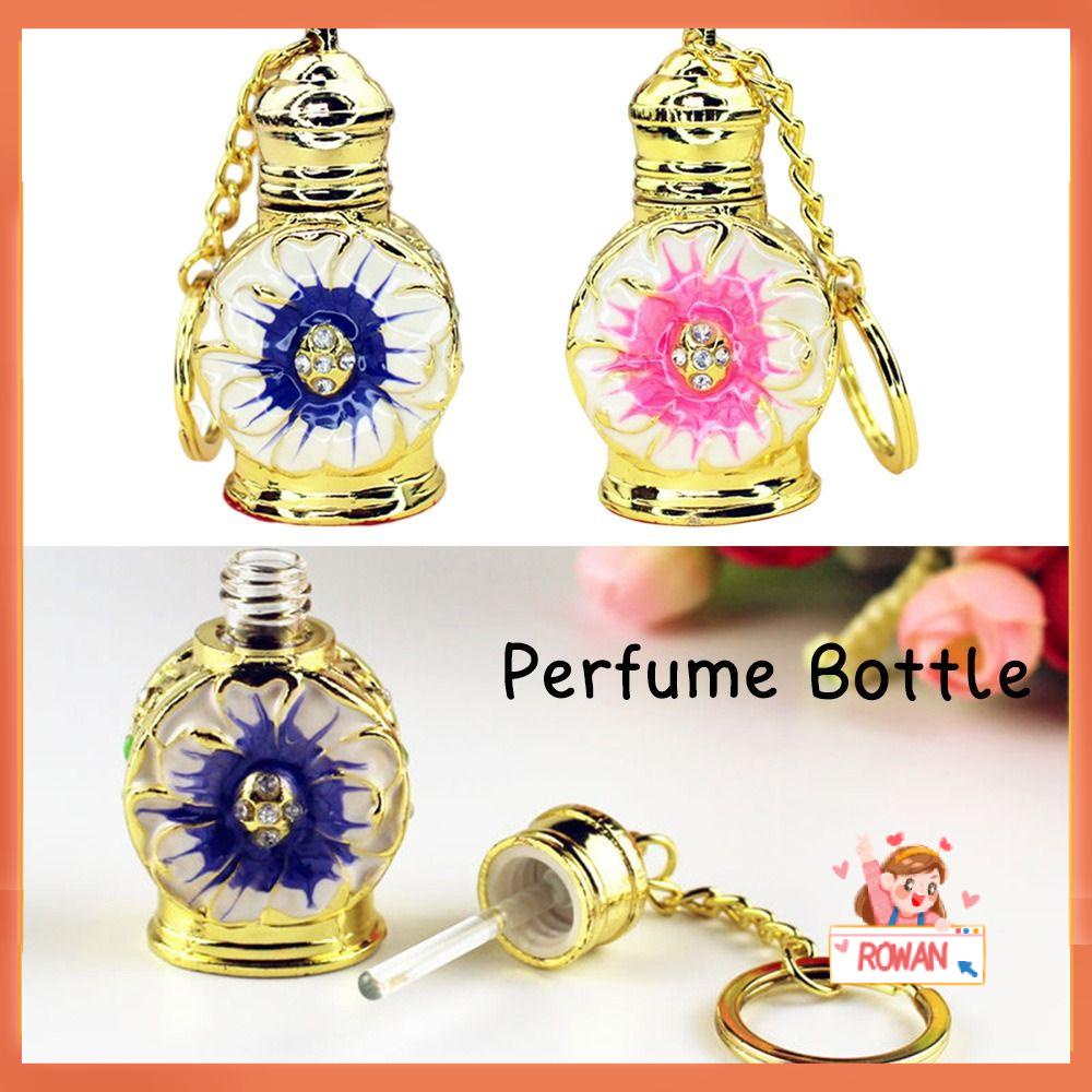 R-FLOWER 3ml Botol Parfum Portable Anti Bocor Liontin Kecil Dekorasi Wanita Dewasa Retro Logam Dengan Gantungan Kunci