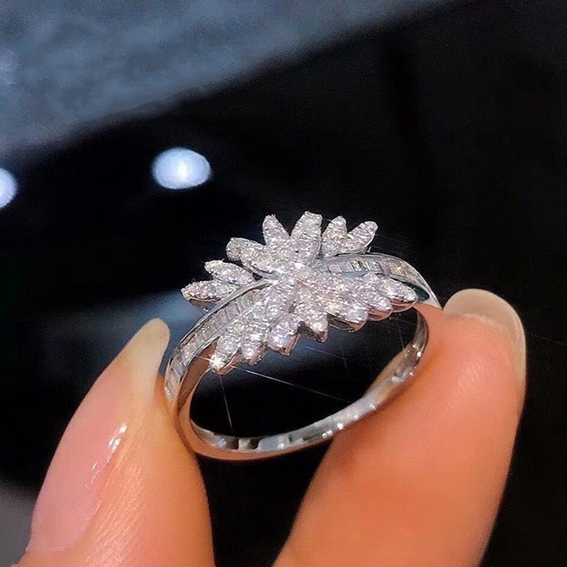 Desain Kreatif Warna Perak Cincin Pertunangan Untuk Wanita Berpasir AAA Putih CZ Baru Fashion Pernikahan Band Perhiasan