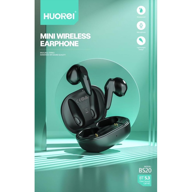 HUOREI BS20 Mini Wireless TWS Earphone Stereo HIFI Sound