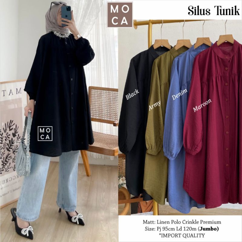 SILUS TUNIK Jumbo ORI MOCA | Ld120 Linen Polo Crinkle Premium