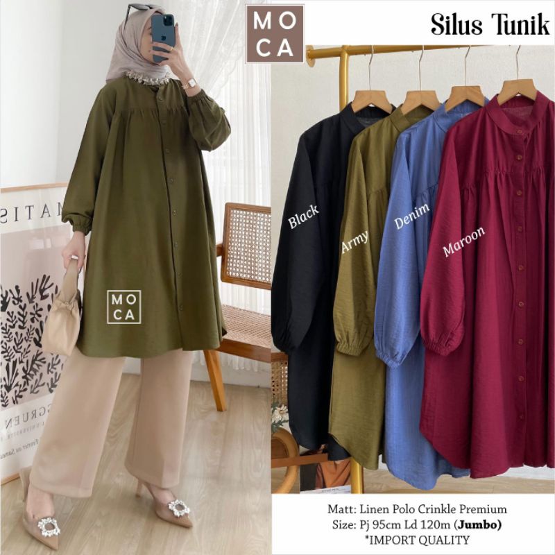 SILUS TUNIK Jumbo ORI MOCA | Ld120 Linen Polo Crinkle Premium