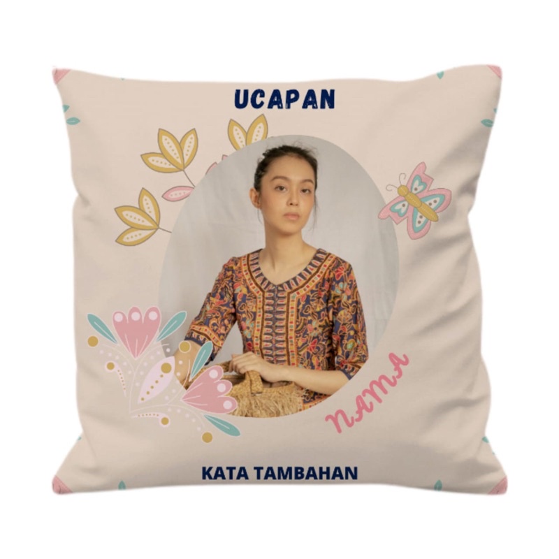Bantal Custom dengan Gambar tema Birthday/Lebaran/Natal/Hari Guru/Kelulusan/Perpisahan/Kenang-Kenangan