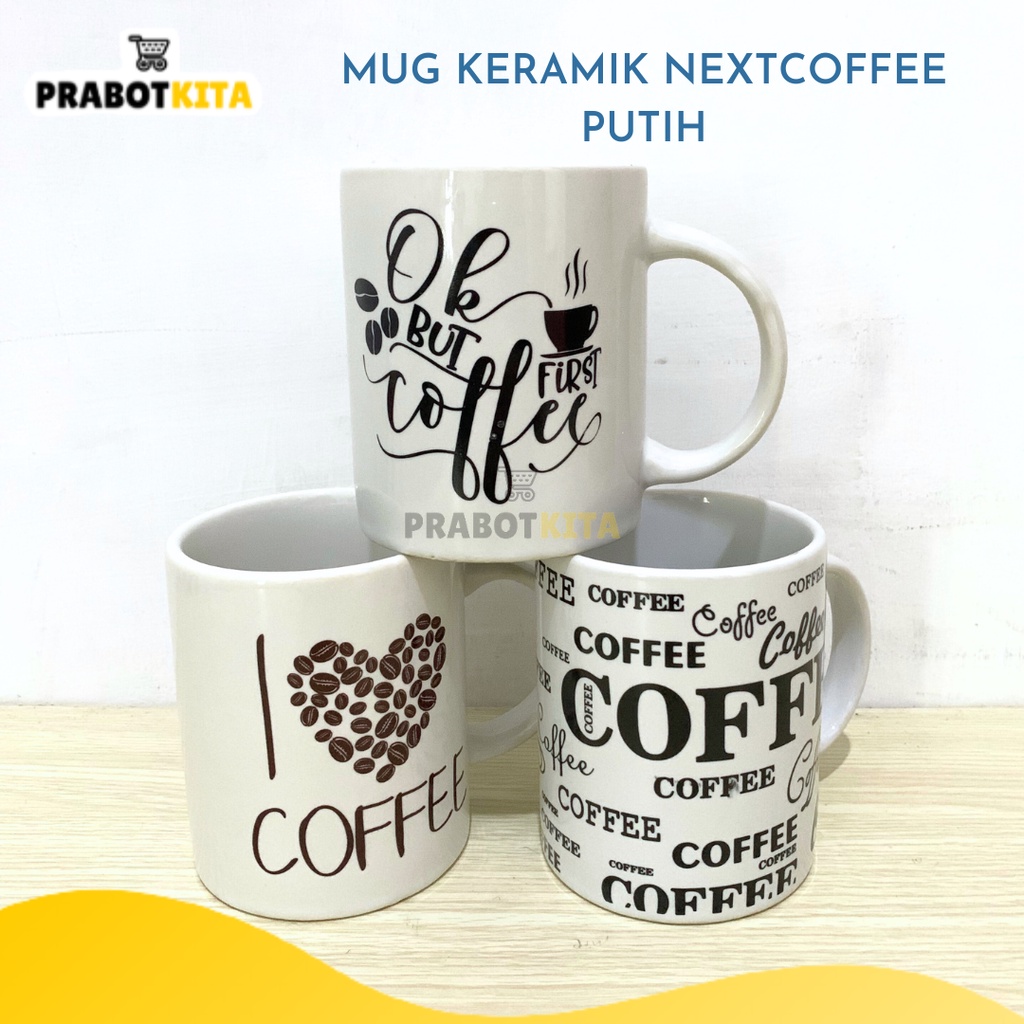 Gelas Keramik Coffee Putih / Mug Cangkir Gagang Aesthetic / Kedaung Kopi Caffee