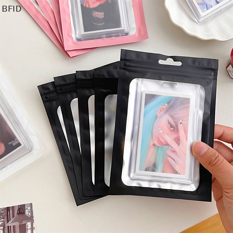 [BFID] 10pcs Card Photocard Storage Bag Warna Matte Transparan Ziplock Bag Gift Packaging Bag Stiker Kantong Kemasan Lengan Kartu [ID]