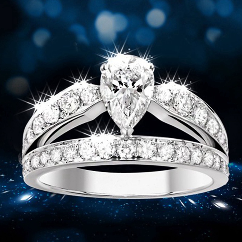 Cincin Band Cubic Zirconia Tetesan Air Yang Baru Didesain Untuk Wanita Fashion Perhiasan Pertunangan Pernikahan Briliant Cubic Zirconia Female Ring