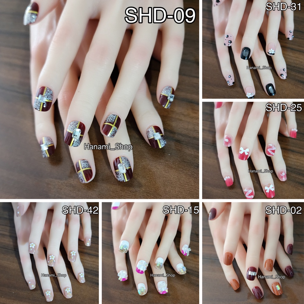 [HANAMI] Kuku palsu Set 3D wedding short fake nail 3D pendek shd