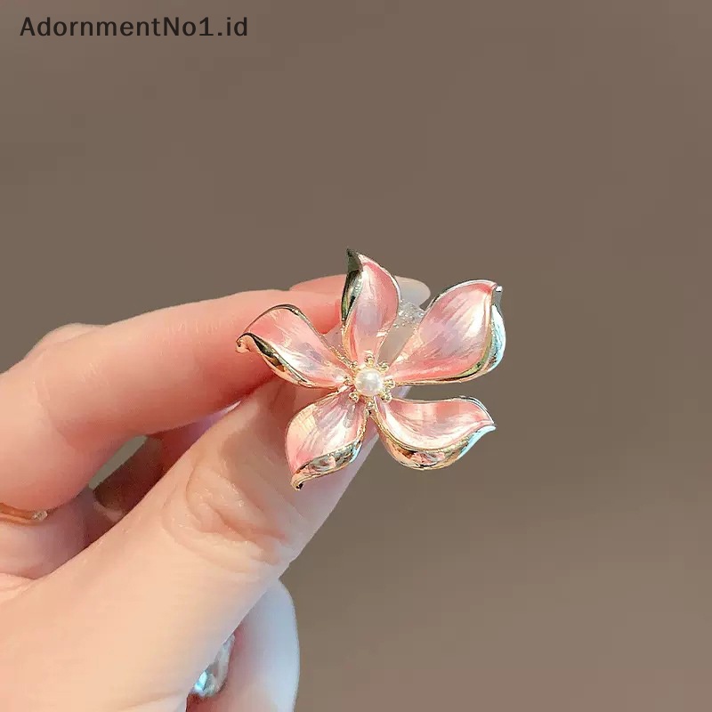 [AdornmentNo1] Bunga Pink Retro warna emas bros Fashion mutiara kerah Pin jas korsase untuk wanita aksesoris pakaian hadiah ulang tahun