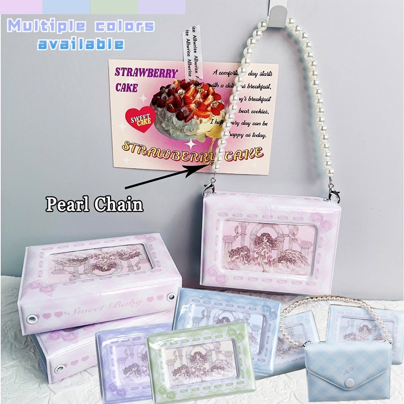 Kreatif Amplop Desain Genggam 3inch Album Foto 40 saku PVC Idol Lengan Photocard Case Pelindung Dengan Rantai Mutiara Decor Card Storage Collect Book Hadiah untuk anak perempuan