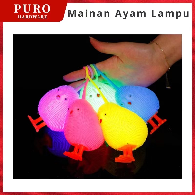 Mainan Anak Ayam Karet Pencet Nyala Lampu Mainan Bayi / Squishy Ayam Lampu