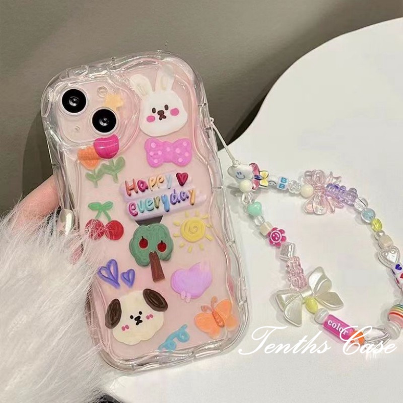 Bow Knot, Heart Shaped Bear Pattern Shaped Phone Case Universal Hanging Cord Colorful Beaded Chain Convenient Anti Drop Fashion Lanyards Multiple Styles Available