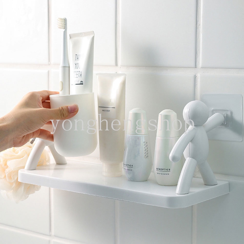 Kreatif Rak Penyimpanan Yang Dipasang Di Dinding Self-adhesive Serba Serbi Stand Holder Rak Penyimpanan Kosmetik Kamar Mandi Sabun Shampoo Organizer Bumbu Dapur Toples Rak