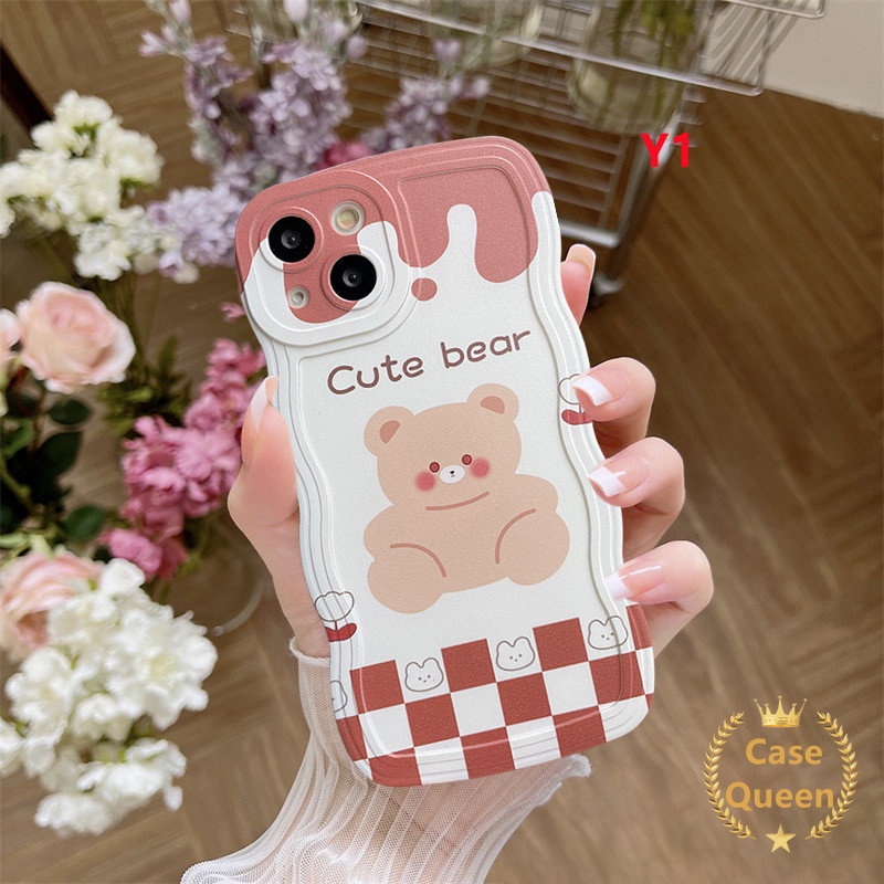 Case Tepi Bergelombang Motif Beruang Kelinci Kartun Lucu Untuk Realme C53 C55 C30 C25 C33 C25Y C12 C15 C25s C35 C20 C21Y C11 C3 C20A 5i 5S 6i 5 9i 20 30A Lembut Pasangan Cover