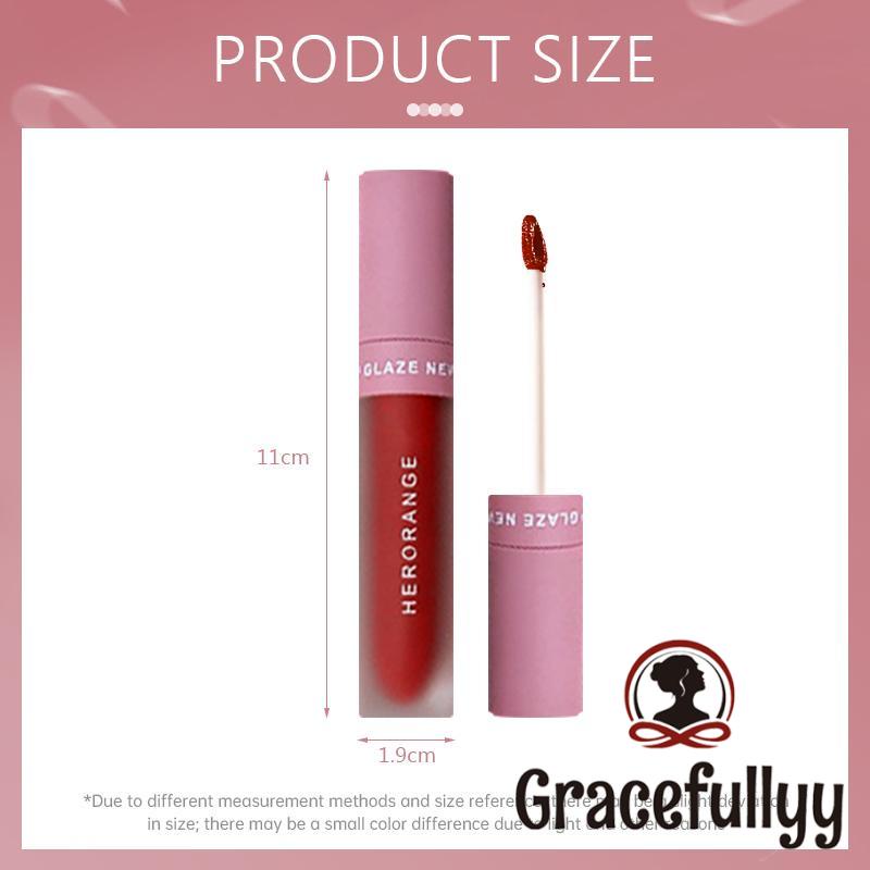 [COD]HERORANGE Lip Glaze Matte Moisturizing Lipstik Waterproof Lip Gloss Tahan Air Tahan Lama-GY