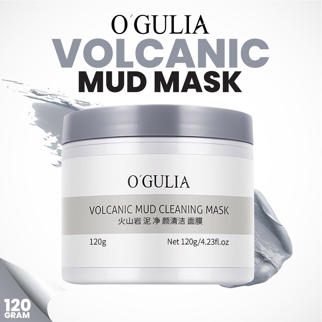 O'GULIA Volcanic Mud Facial Whitening Clay Mask Masker Lumpur Vulkanik Memutihkan Wajah dan Menghilangkan Komedo-120gr