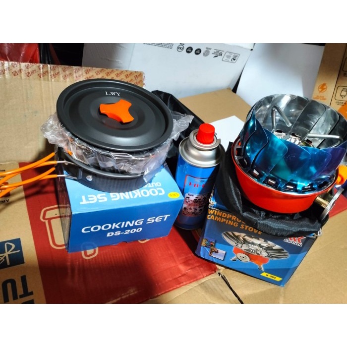 Paket camping lengkap outdoor Kompor Camping Kovar Bunga + Gas+ DS-200