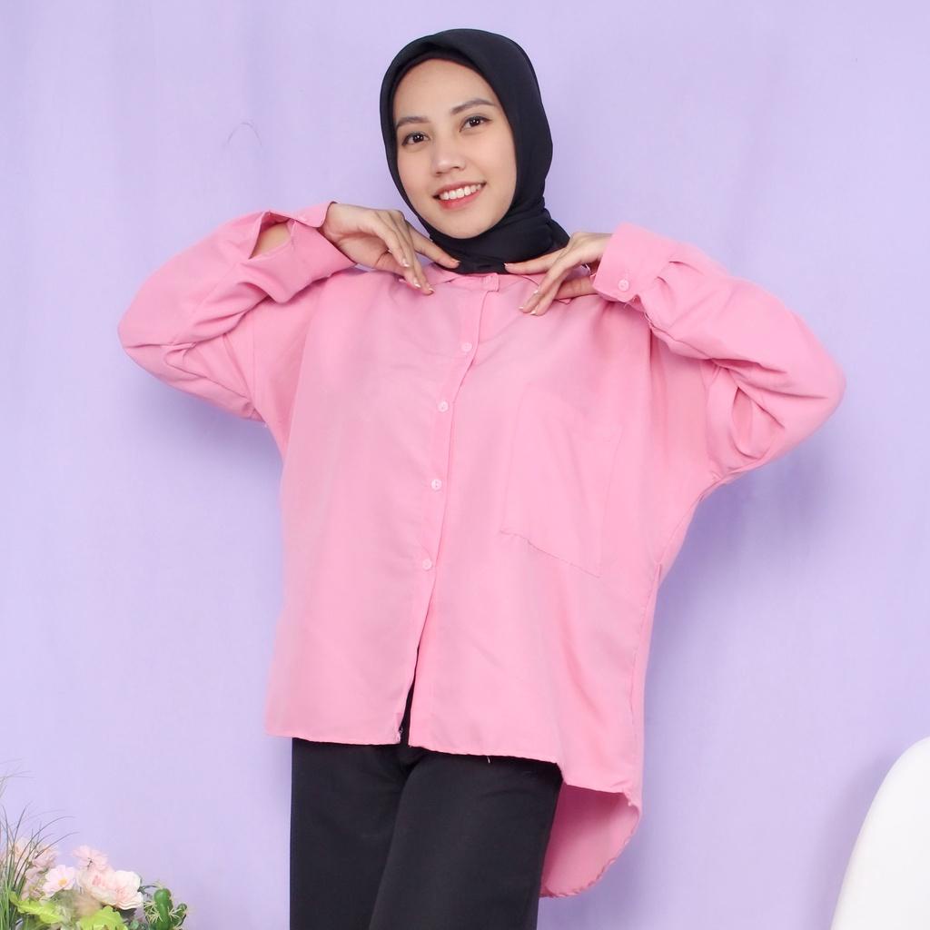 KEMEJA WANITA OVERSIZE ZS 780 LONG SHIRT WOMAN BAJU LENGAN PANJANG CEWEK OUTFIT KEKINIAN CASUAL KASUAL FORMAL