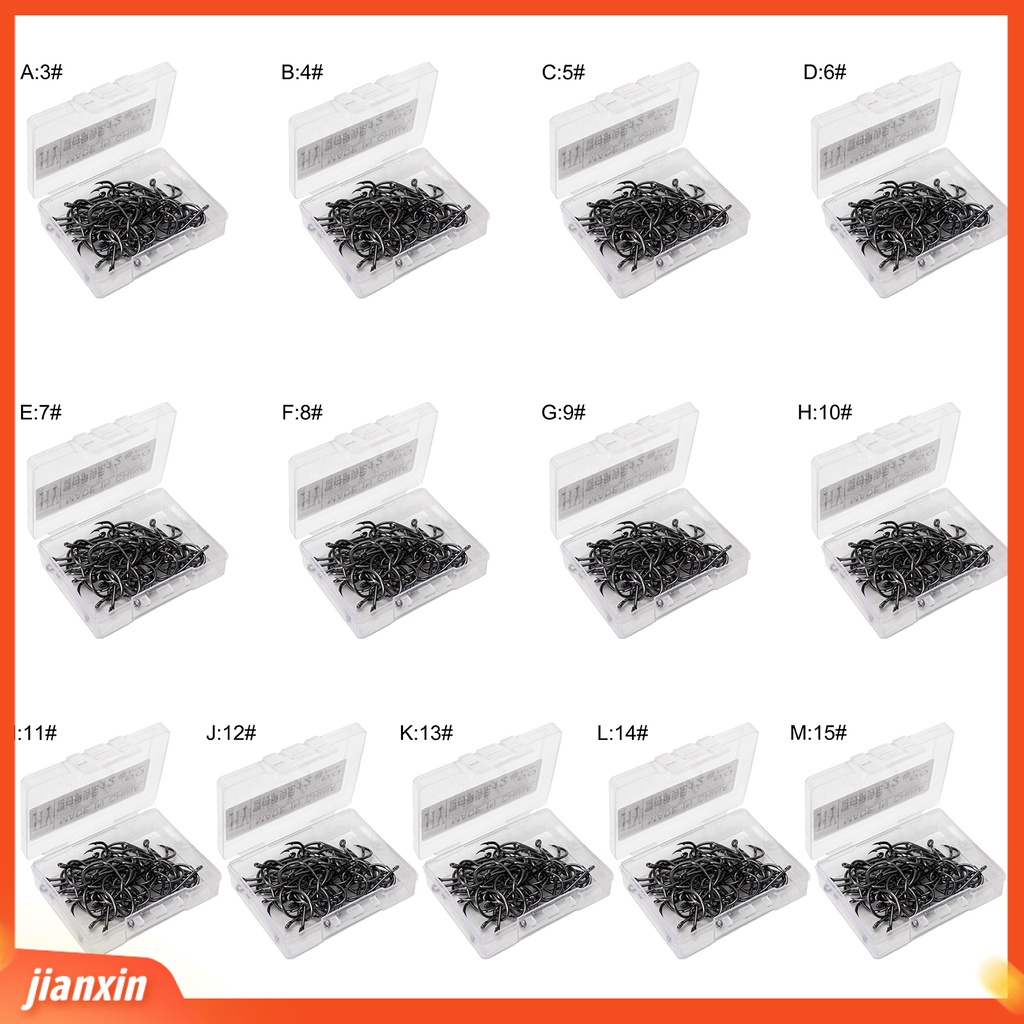 (In Stock) 50Pcs /Set Kait Pancing Duri Tajam Praktis Kepala Tunggal Efektif Kait Jig Pancing Baja Karbon Tinggi Untuk Angling