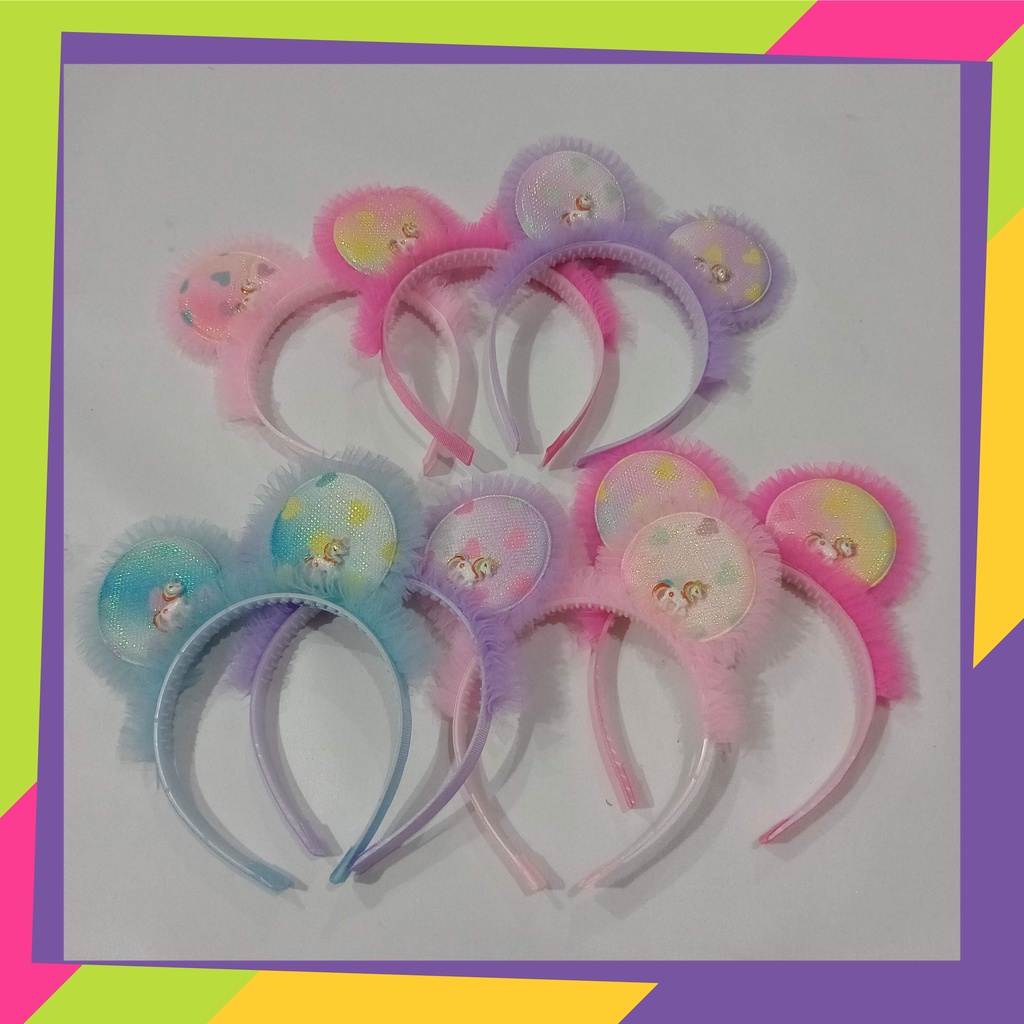 5081 / Bando anak karakter micky + karakter / Bandana motif telinga micky