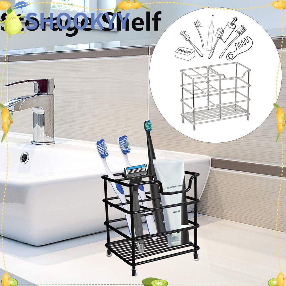 CHOOKYY Tempat Sikat Gigi Multi Fungsi Kosmetik Susun Stainless Steel Tahan Karat Organizer Dapur Berdiri