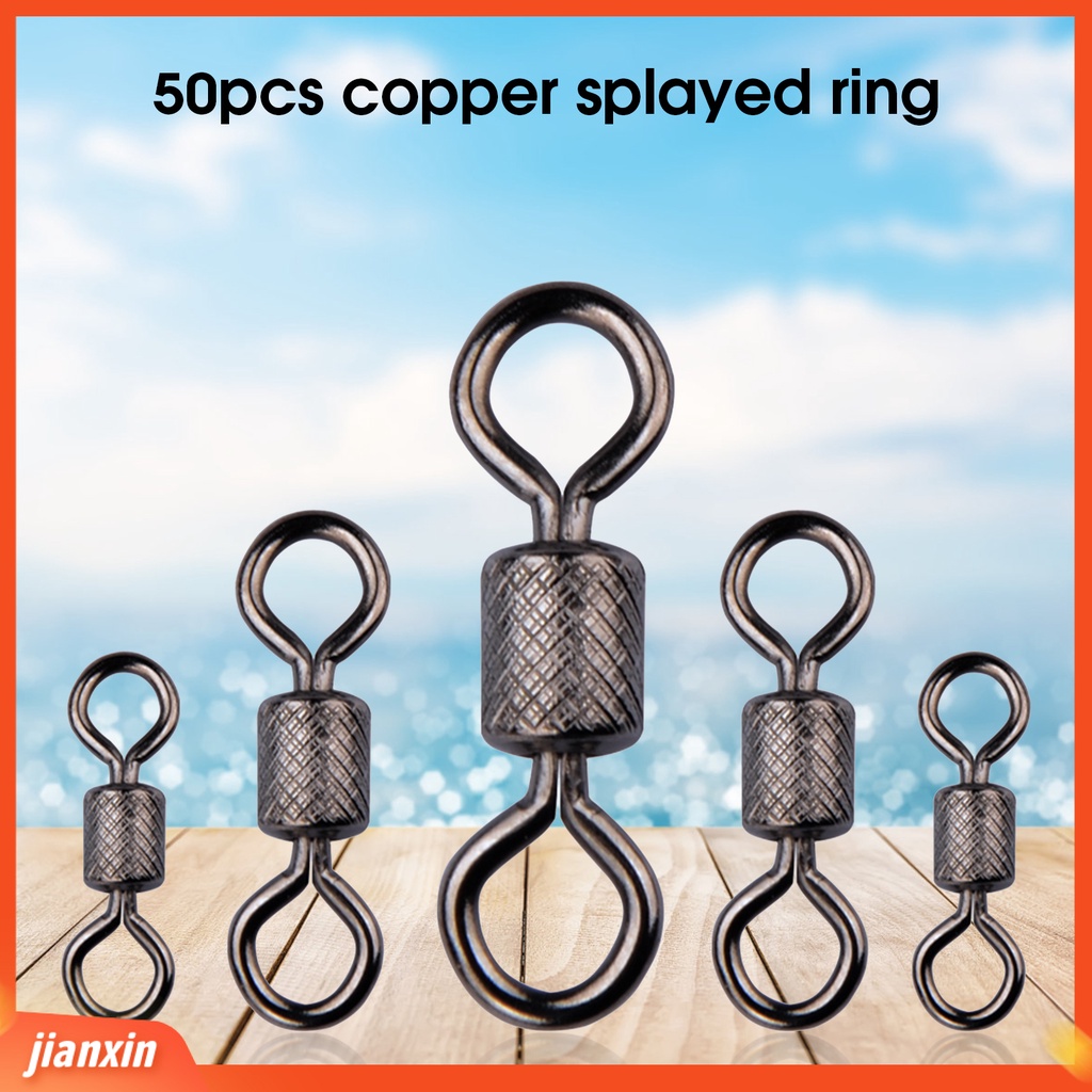 (In Stock) 50Pcs Barel Pancing Praktis Bantalan Aksesoris Tahan Korosi Kekerasan Tinggi Rolling Swivel Ring Untuk Outdoor