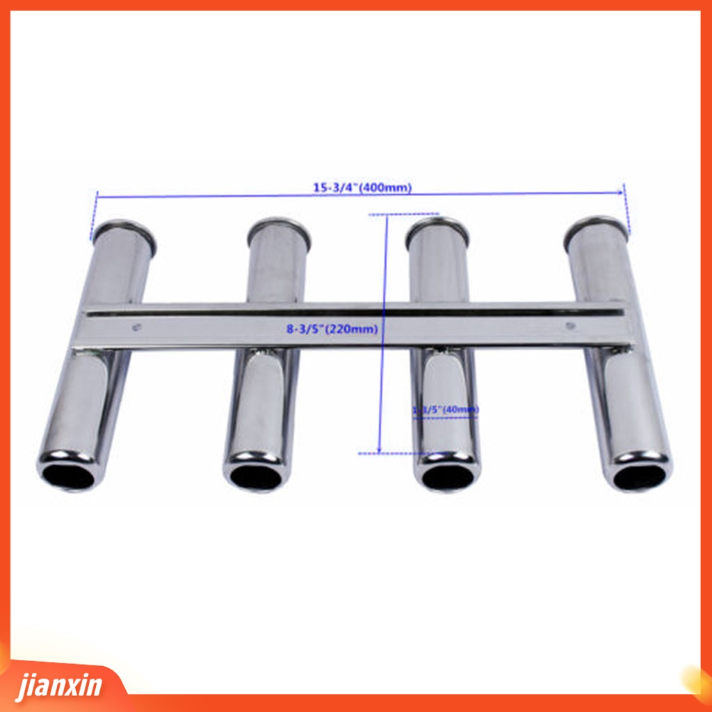 (In Stock) Rak Batang 4 Tabung Bahan Stainless Steel Dinding Penahan Tiang Pancing Yang Dipasang Samping Untuk Marine