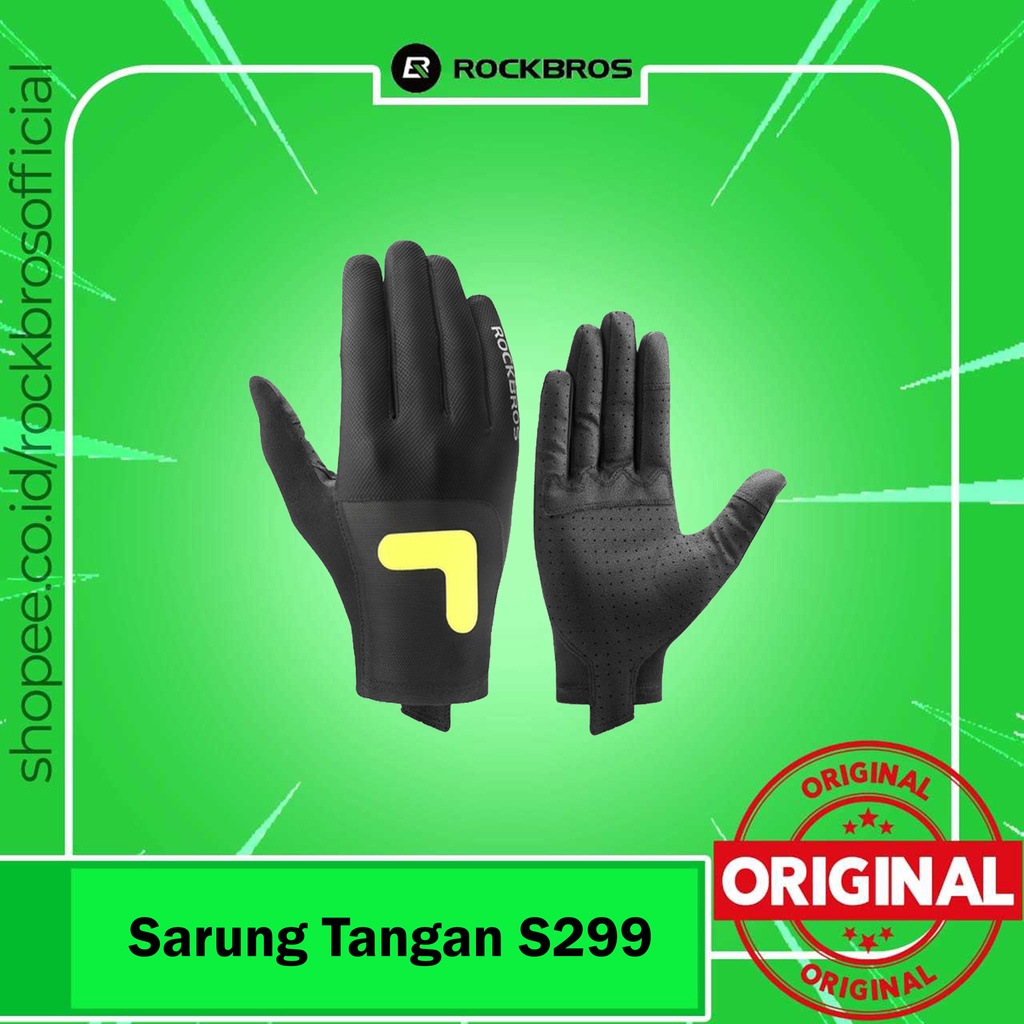 Sarung Tangan Sepeda Rockbros S299 Hitam Kaos Tangan Anti Slip Sport Tactical Trail Cross Gowes Mtb Cycling Motor Pelindung Tangan Full Finger Anti UV
