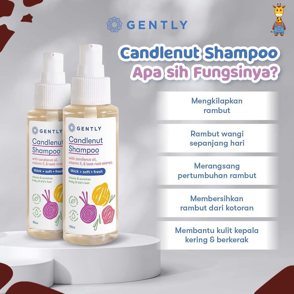 Gently Candelnut Shampoo 100ml - Shampoo Kemiri Bayi dan Anak