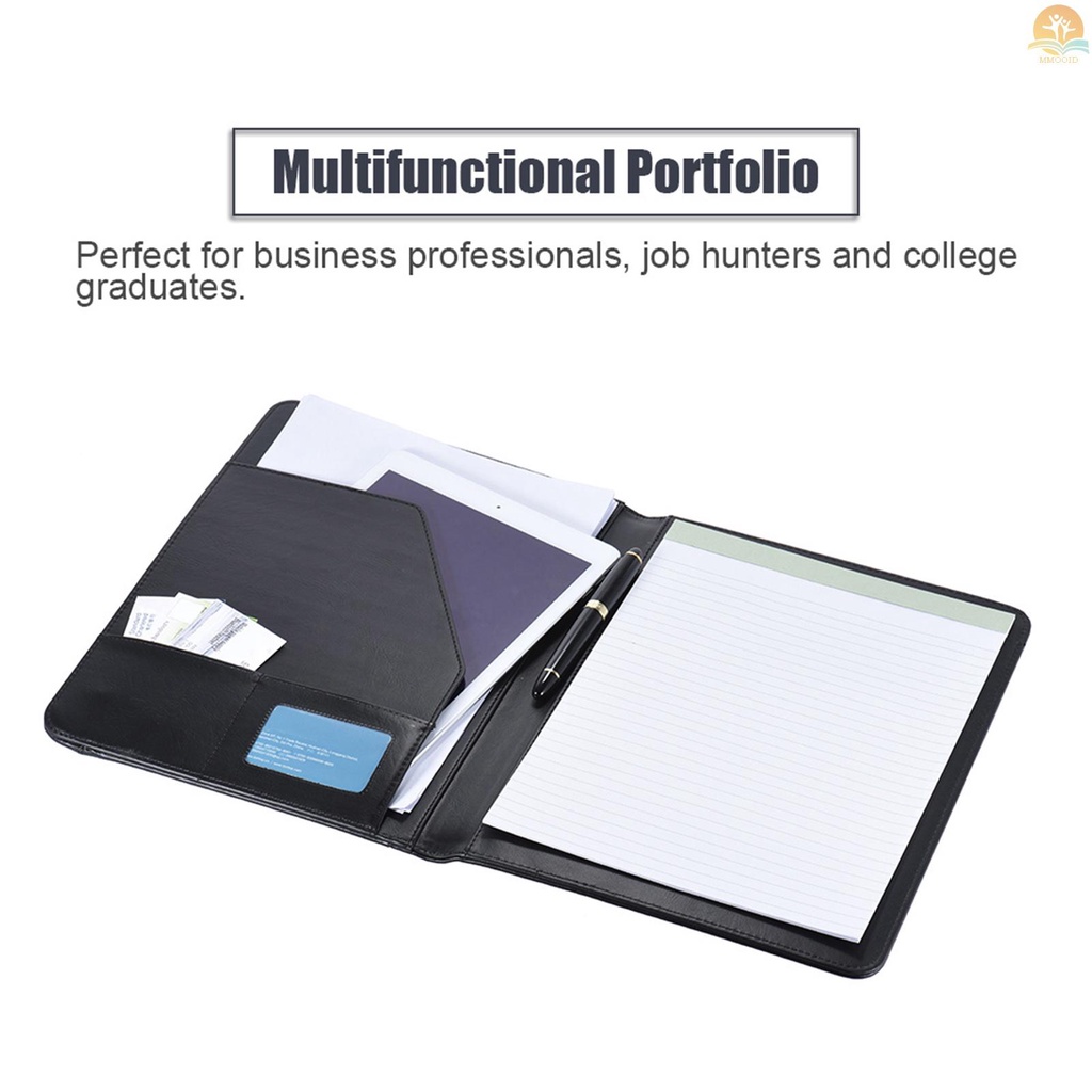 In Stock Multifungsi Bisnis Portfolio Padfolio Folder Dokumen Case Organizer A4 Kulit PU Dengan Holder Kartu Nama Memo Note Pad