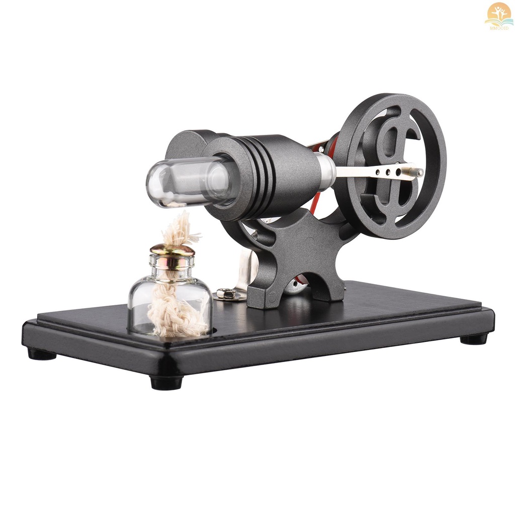 In Stock Hot Air Stirling Machine Generator Listrik Model Motor Dengan Lampu LED Desain Roda Gila Dolar Percobaan Sains Dengan Dasar Beech Mainan Edukasi DIY Untuk Guru Dewasa Anak