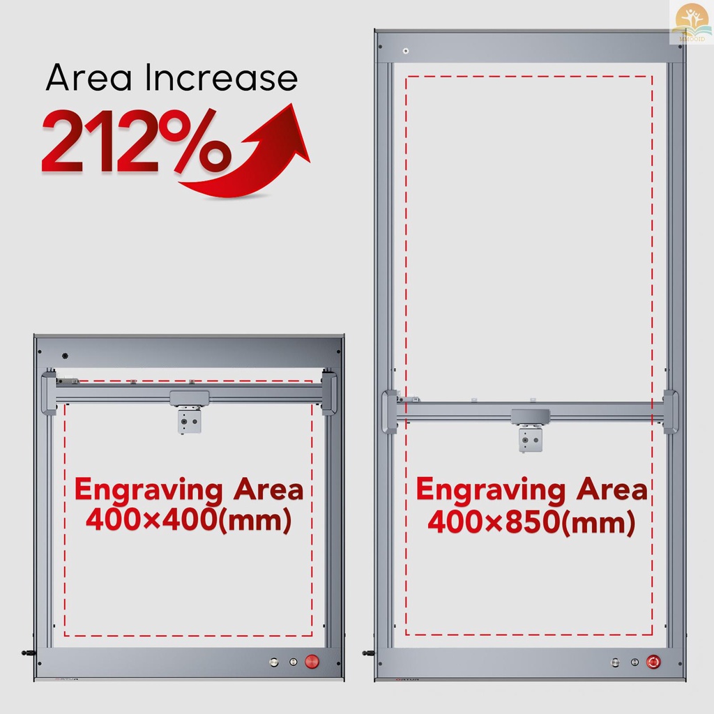 In Stock ORTUR Engraving Area Yaxis Extension Kit Untuk Laser Master 3mesin Ukir Expand to 850x400mm Area Kerja Presisi Tinggi Efisiensi Pengerjaan Untuk Highe Objek Besar