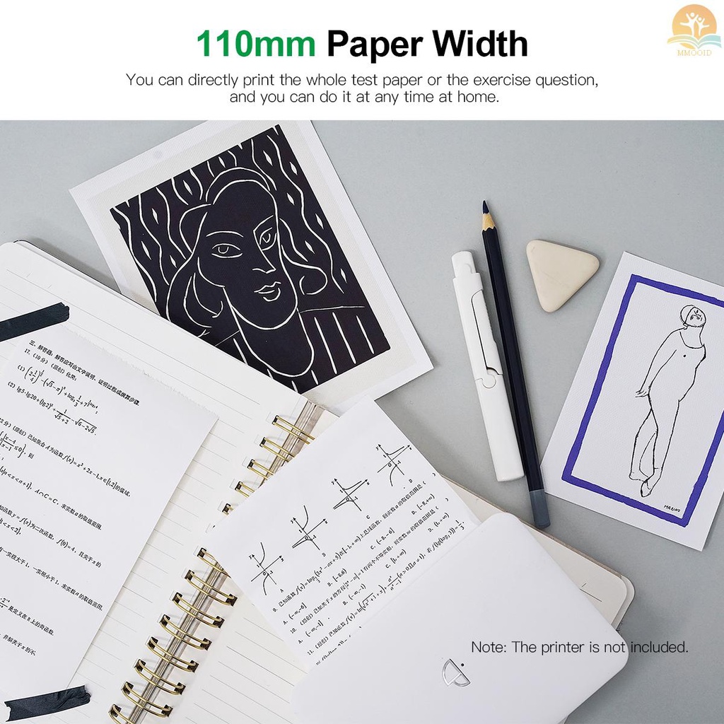 In Stock Poooli 110 * 30mm White Non-Perekat Thermal Paper Roll BPA-Free Kertas 10-tahun Tahan Lama Untuk Poooli L3 Portable Thermal Printer, 3roll