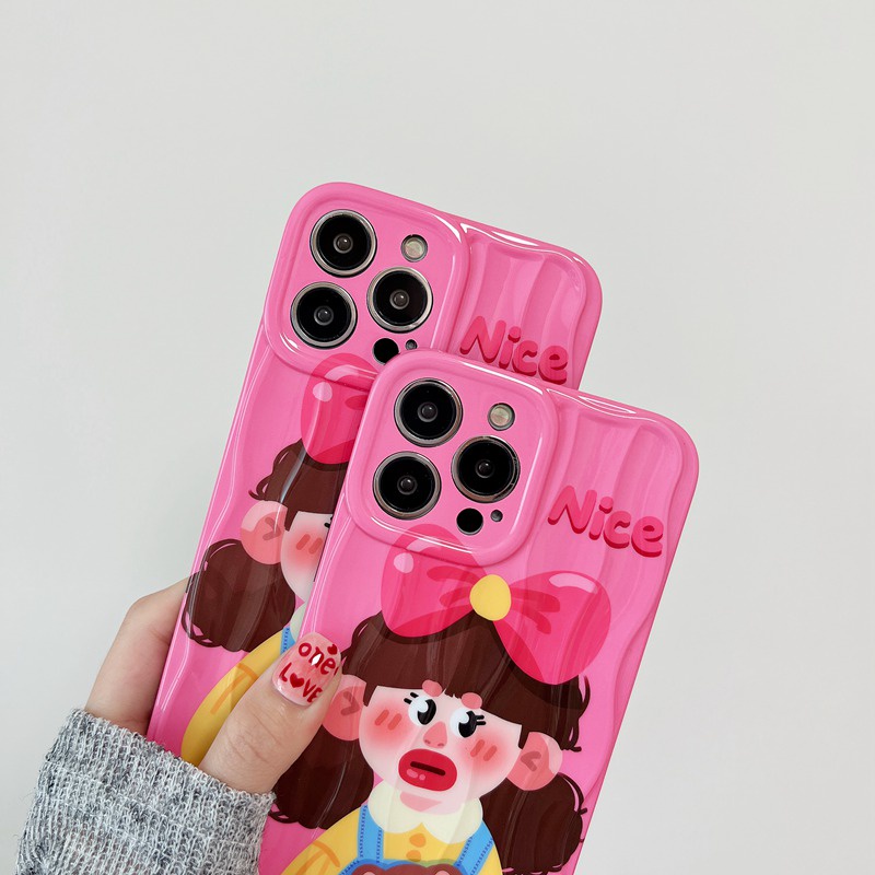 Nice Little Girl Soft Silicon Case HP iP iPhone 14 + Plus 12 13 Pro Max 11 IMD Bear Doll Casing Apple
