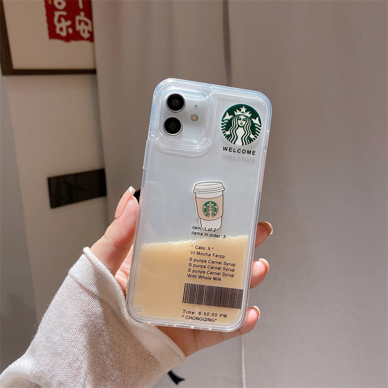 Casing Motif Starbucks Coffee Soft Case IPHONE X XS MAX XR 11 12 13 PRO MAX Tpu Transparan Shockproof Cover Pasir Hisap Sarung13 Mini