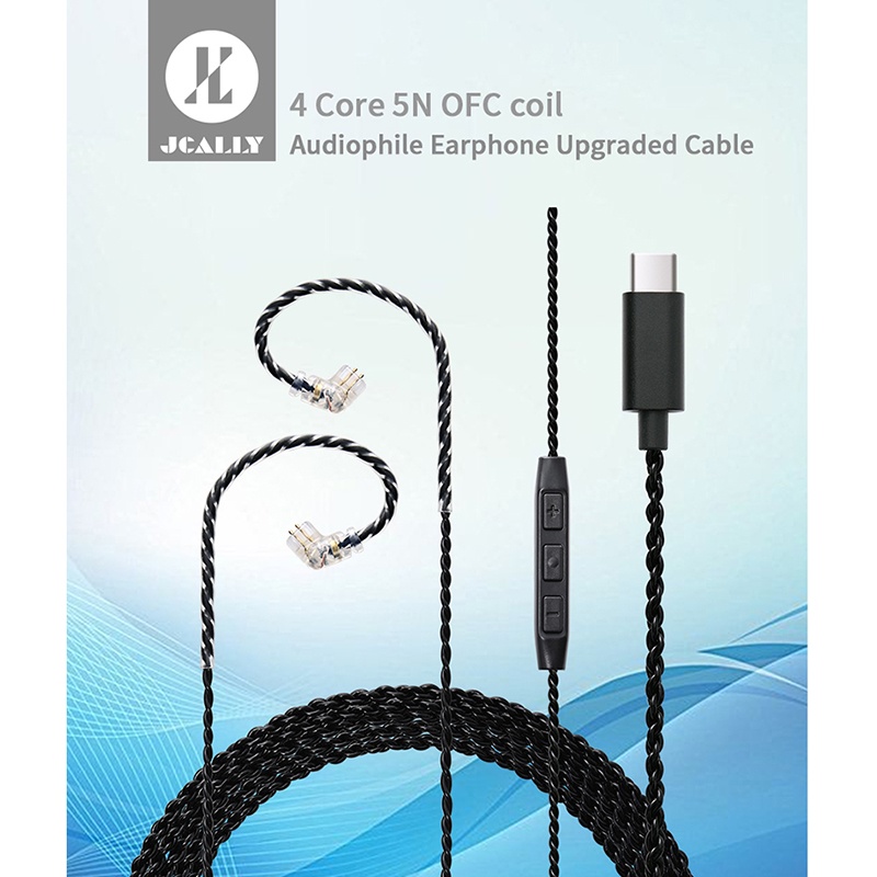 JCALLY TC4s Kabel Upgrade USB Type C USB Type C USB C Cable with Mic for KZ EDX Pro CCA CRA TRN MT1