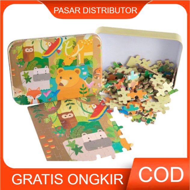 Mainan Edukasi Anak METAL BOX PUZZLE 120 PCS Mainan Puzzle Kayu Anak