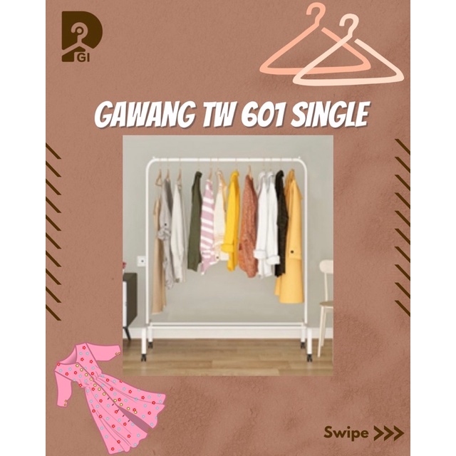(PGI102) Rak Baju Gantungan Baju Besi Kuat Stand Hanger Display Butik Bazar Jemuran Pakaian Gawangan