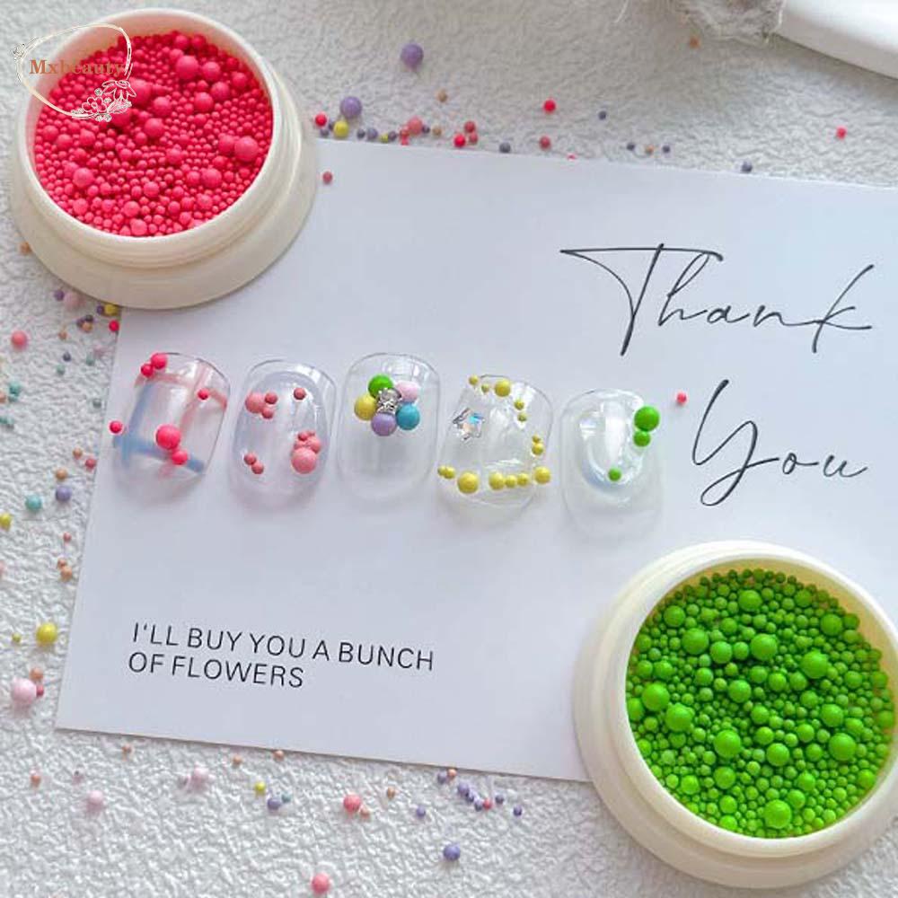 MXBEAUTY 6warna /set|Manik-manik Kaviar Nail Art, Berbentuk Bola Bulat|Manik-manik Bahan Baja Kuku, Perlengkapan Kuku Warna-Warni Nail Micro Balls Hiasan Kuku Untuk Anak Perempuan