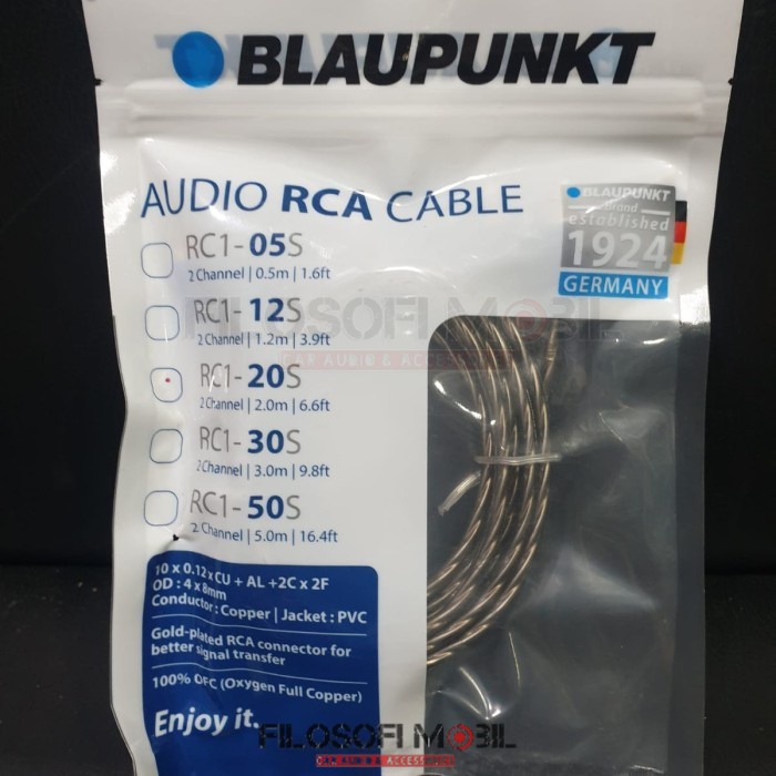 Kabel RCA Blaupunkt RC1-20S Panjang 2 meter.Kabel RCA Blaupunkt RC1-20 - fm