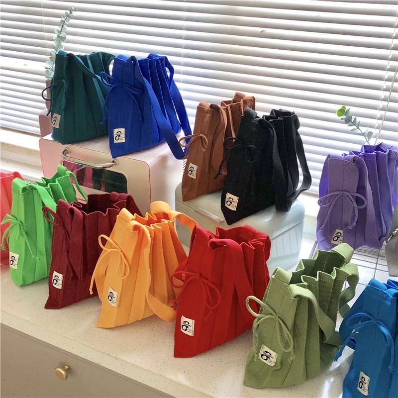 TERBARU LITTLE MAPLE - PLEATS KOREAN HAND BAG / PLEATED TOTE BAG / PLEAT TOTEBAG / TAS KOREA JINJING