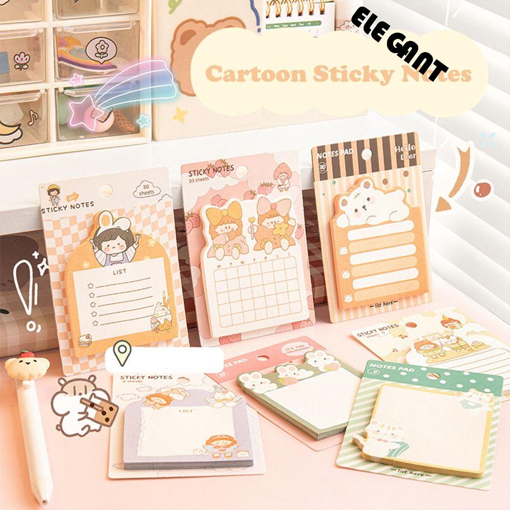 【 ELEGANT 】 Memo Pad Alat Tulis Siswa 30lembar Label Baca Perlengkapan Kantor Sekolah Sticky Bookmark To Do List Label Label Perekat